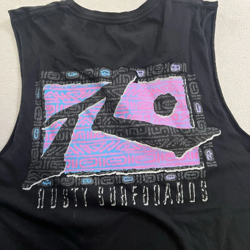Rusty Tank Top Shirt Mens Size Medium Long Oversized Black Surf Beach Sleeveless